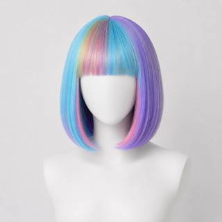 "Tink" - Short Neon Rainbow Wig with Bangs