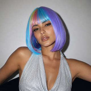 "Tink" - Short Neon Rainbow Wig with Bangs