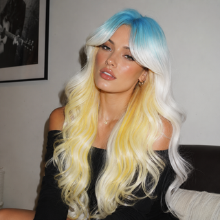 "Daisy" - Blue White Yellow Pastel Wig