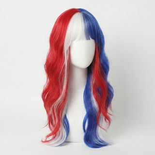 "Liberty" - Long Red White Blue Wig with Bangs