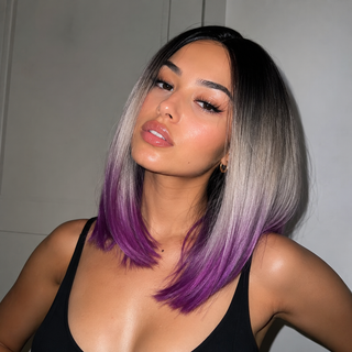 "Violet" - Short Rooted Ombre Purple Bob Wig