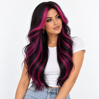 "Vivi" - Black & Pink Wig