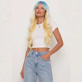 "Daisy" - Blue White Yellow Pastel Wig