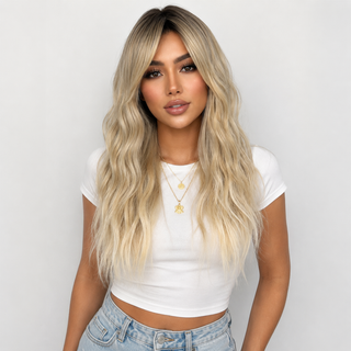 "Farah" - Wavy Blonde Wig with Bangs