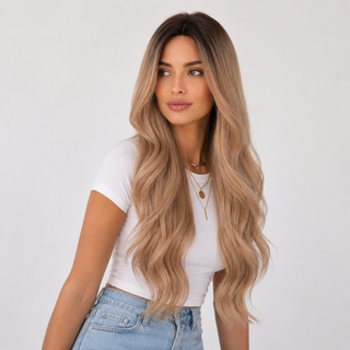 "Margot" - Long Honey Blonde Curled Wig