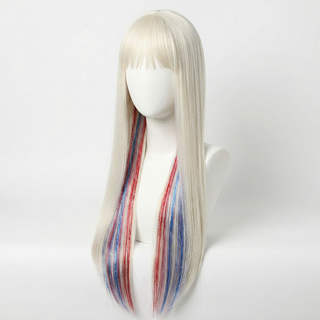 "Rocket" - Red Blue Tinsel Wig with Bangs