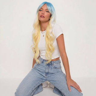 "Daisy" - Blue White Yellow Pastel Wig
