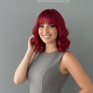 "Poppy" - Short Red Body Wave Wig with Bangs