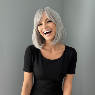 "Yvette" - Short Silver Bob Wig