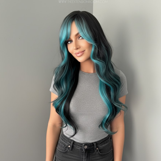 "Misty" - Perruque Synthétique Bleu Menthe Glacée