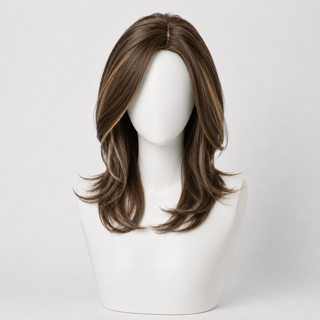 "Yaz" - Brown Layered Wig with Highlights