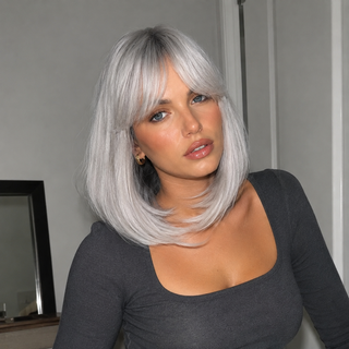 "Yvette" - Short Silver Bob Wig