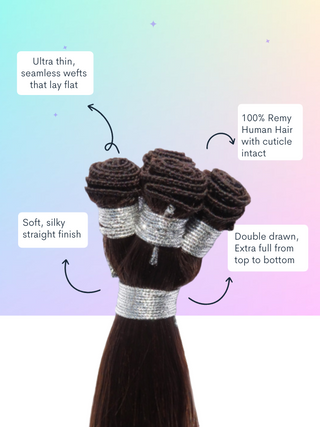 Brun chocolat (4) Extensions de cheveux nouées à la main 