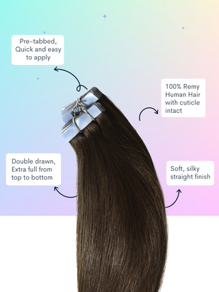 Extensions de cheveux en ruban brun chocolat (4) 