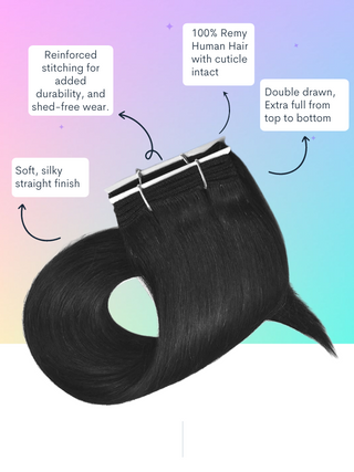 Noir minuit (1) Extensions de cheveux à trame machine 