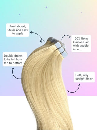 Extensions de cheveux en ruban blond clair doré (24) 