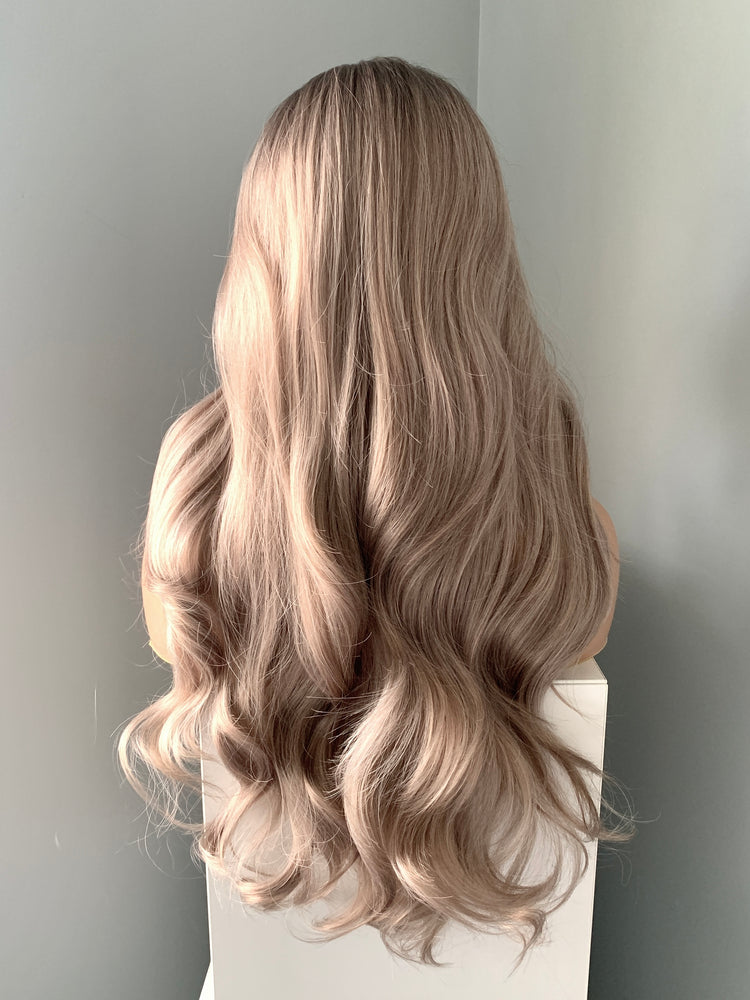 "Erika" - Long Silver Blonde Body Wave Synthetic Wig