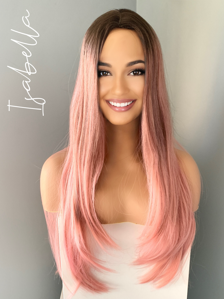 "Isabella" - Baby Pink Silky Straight Synthetic Wig