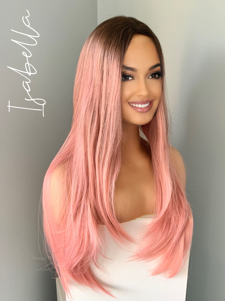"Isabella" - Baby Pink Silky Straight Synthetic Wig