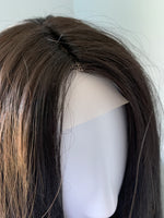 "Kim" - Long Black Silky Straight Partial Lace Front Wig
