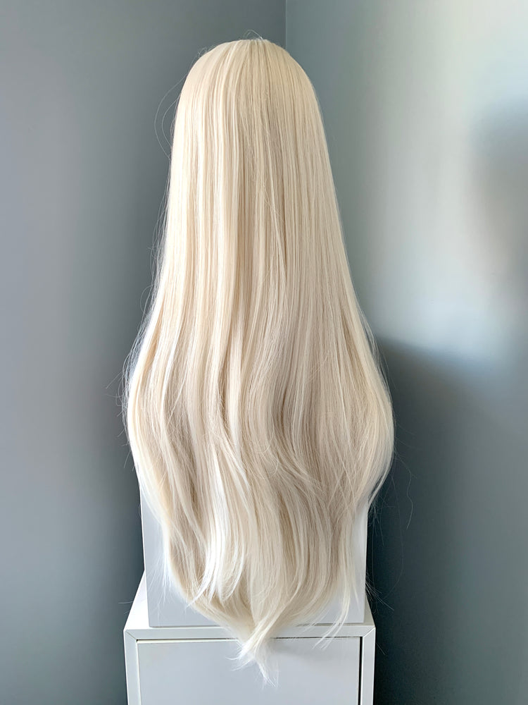 "Miranda" - Long White Blonde Partial Lace Front Wig