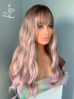 “Rose" - Rooted Light Purple Body Wave Synthetic Wig with Bangs