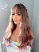“Rose" - Rooted Light Purple Body Wave Synthetic Wig with Bangs