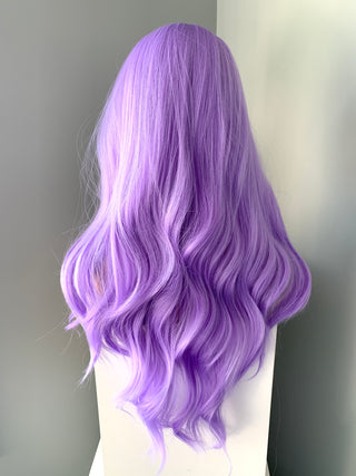 "Sabrina" - Long Purple Wavy Wig with Bangs