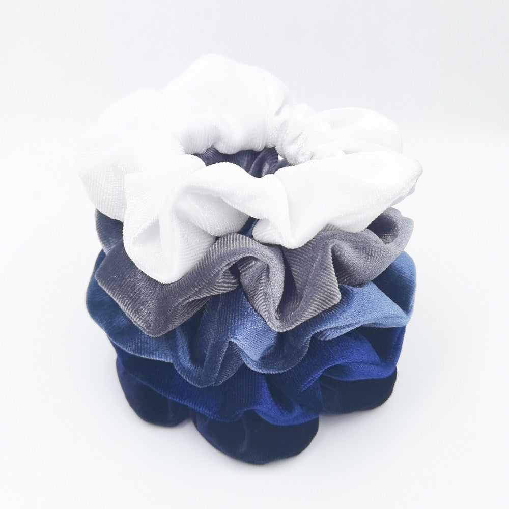 5PC Scrunchie Box Gift Set | Blue & White Velvet