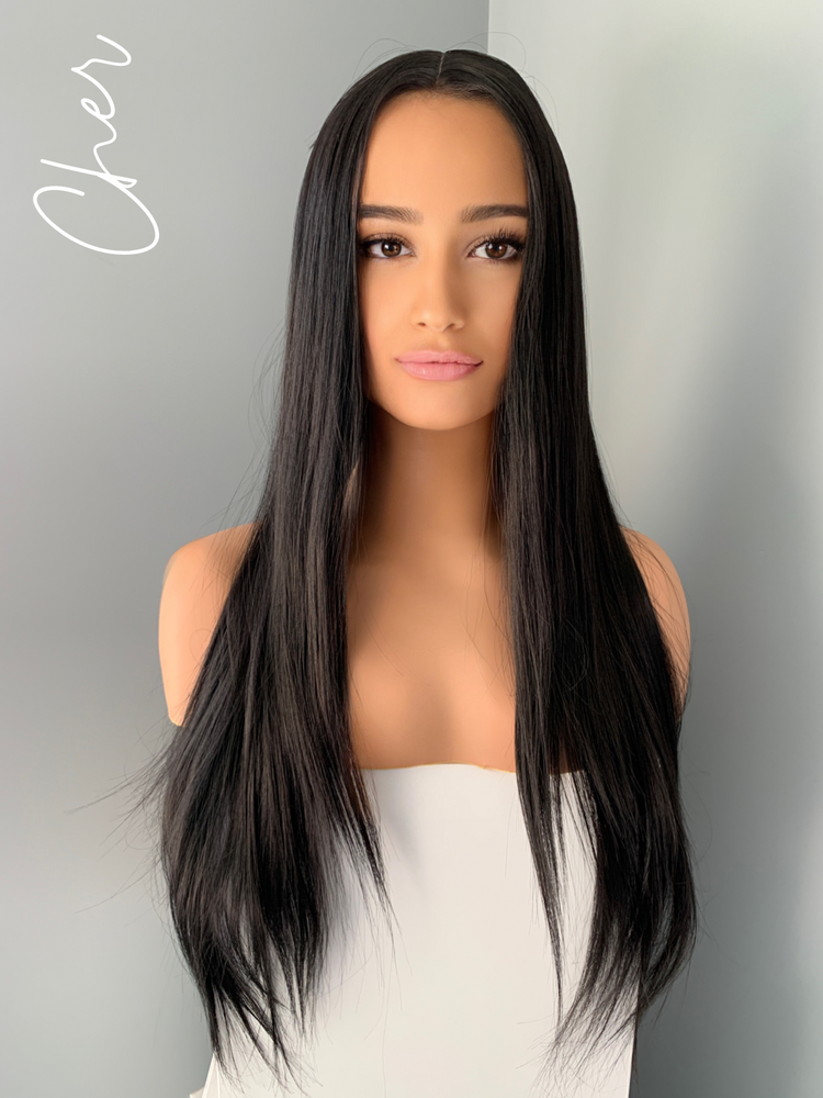 "Cher" - Long Black Silky Straight Wig