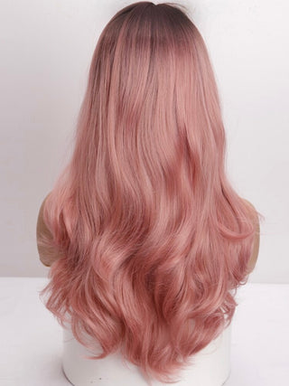"Ashlee" - Rooted Baby Pink Body Wave Synthetic Wig
