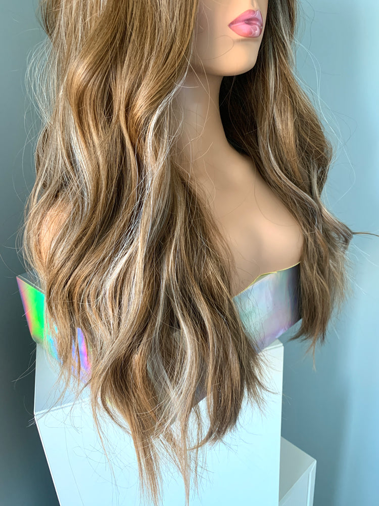 "Natalie" - Highlighted Brown Body Wave Synthetic Wig
