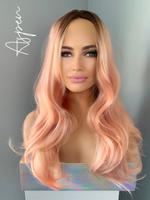 "Aspen" - Long Rooted Coral Peach Ginger Wavy Synthetic Wig