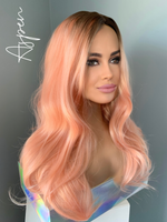 "Aspen" - Long Rooted Coral Peach Ginger Wavy Synthetic Wig