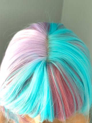 "Tink" - Short Neon Rainbow Wig with Bangs