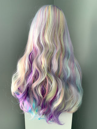 "Dolly" - Long Wavy Neon Rainbow Wig