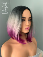 "Violet" - Short Ombre Purple Blonde Synthetic Bob Wig
