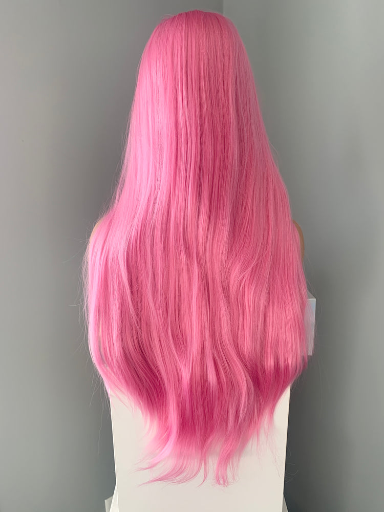 "Stella" - Long Pink Silky Straight Partial Lace Front Wig