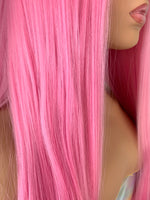 "Stella" - Long Pink Silky Straight Partial Lace Front Wig