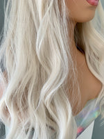 "Blaire" - Ash Blonde Beach Wave Synthetic Wig with Bangs