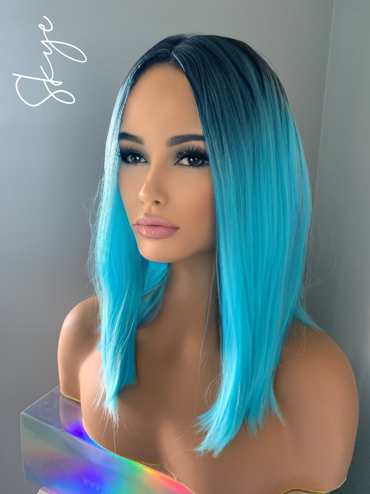 Blue 2024 wig neon