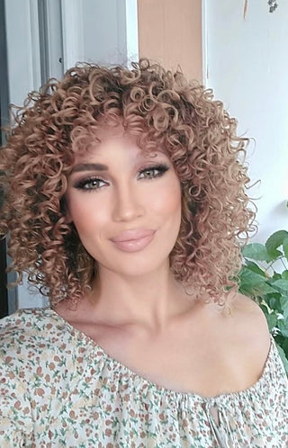 "Keisha" - Light Brown Wig with Tight Curls
