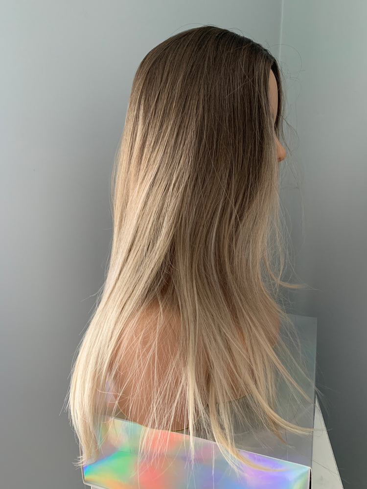 "Lauren" - Brown Synthetic Wig with Highlights