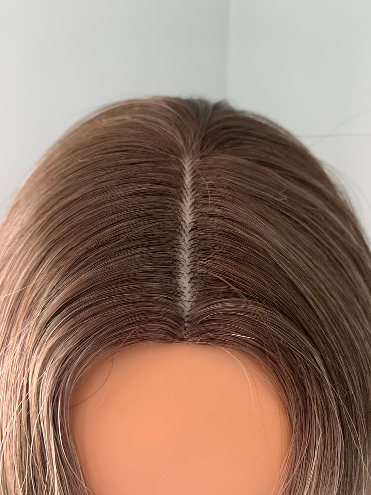 "Lauren" - Brown Synthetic Wig with Highlights