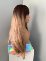 "Anna" - Rooted Blonde Synthetic Wig with Bangs