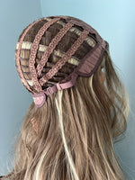 "Bella" - Brown Synthetic Wig Blonde Money Piece Highlights