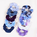 10PC Scrunchie Box Gift Variety Set | Blue & Purple Tie Dye