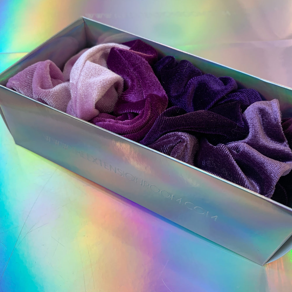 5PC Scrunchie Box Gift Set | Purple Velvet