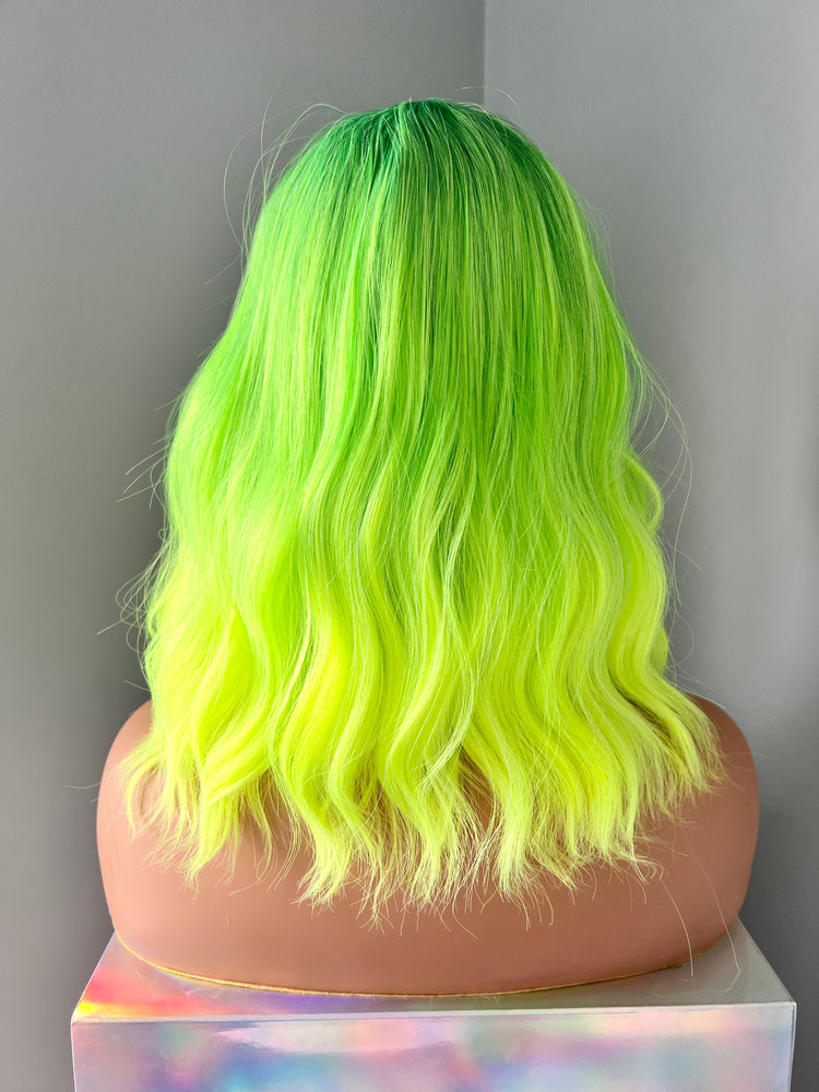 "Star" - Neon Green Short Straight Synthetic Wig