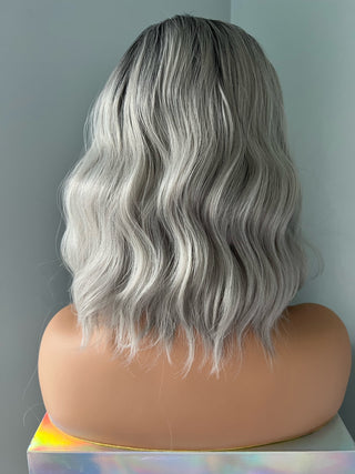 "Mona" - Short Grey Silver Wavy Wig